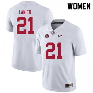 NCAA Women's Alabama Crimson Tide #21 Brylan Lanier Stitched College 2021 Nike Authentic White Football Jersey UU17K63PL
